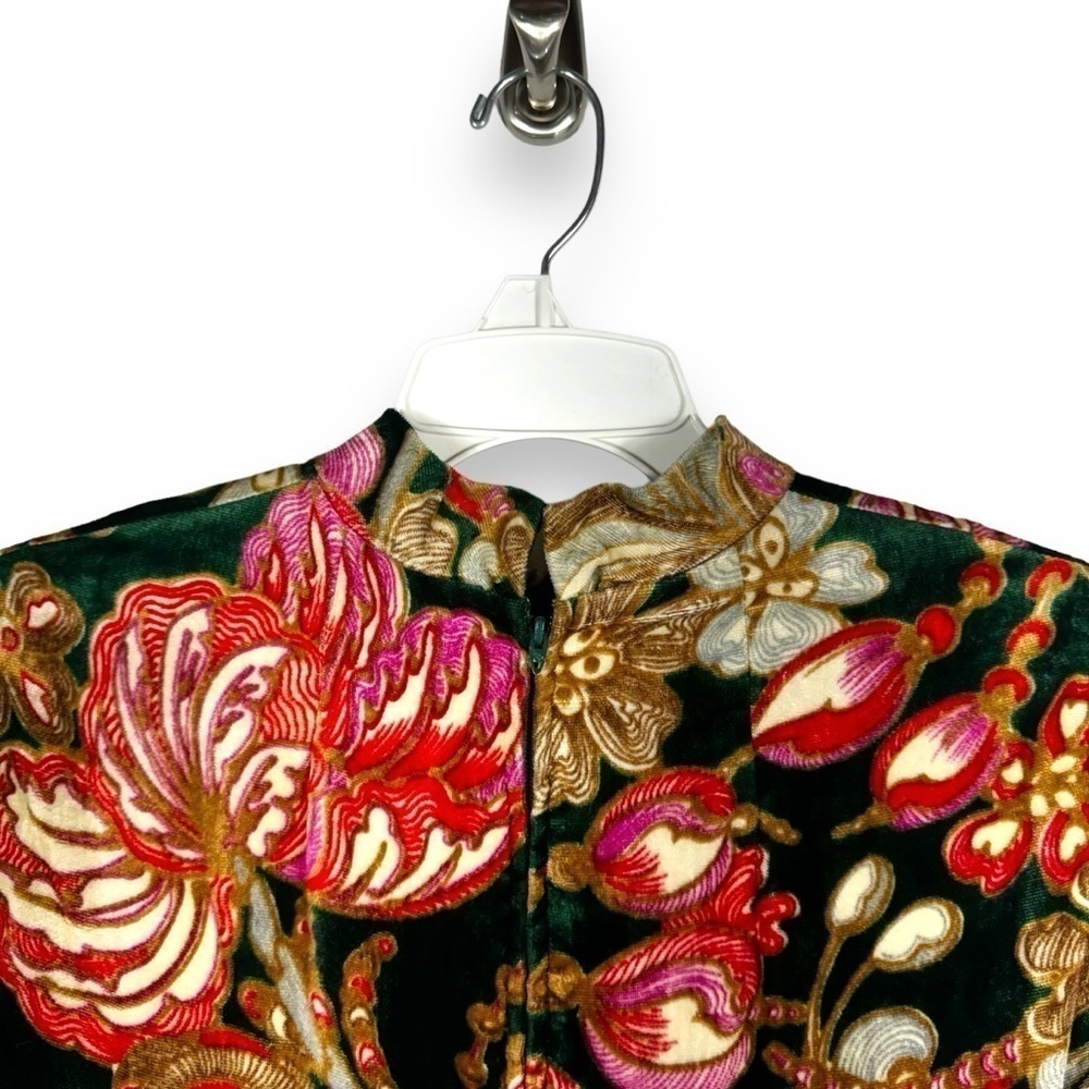 Ole Borden For Rembrandt Vintage 1960s Velvet Floral Mock Neck Dress, Size M - Picture 9 of 16